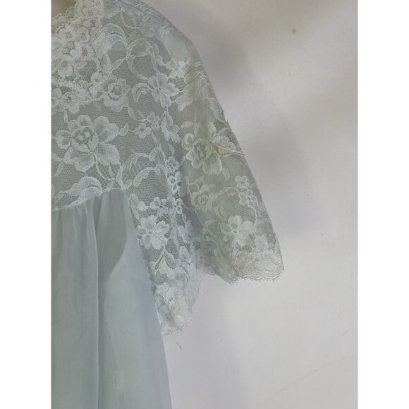 Vintage 60s Sheer Nylon Lace Full Sweep Negligee Pignoir USA - Picture 3 of 10